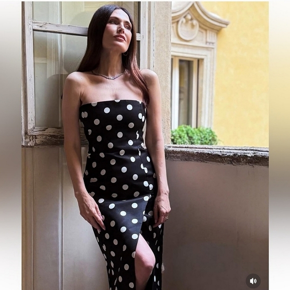 ZARA ZW COLLECTION POLKA-DOT STRAPLESS DRESS 🔥BLOGGERS FAVE🔥 - Picture 1 of 10